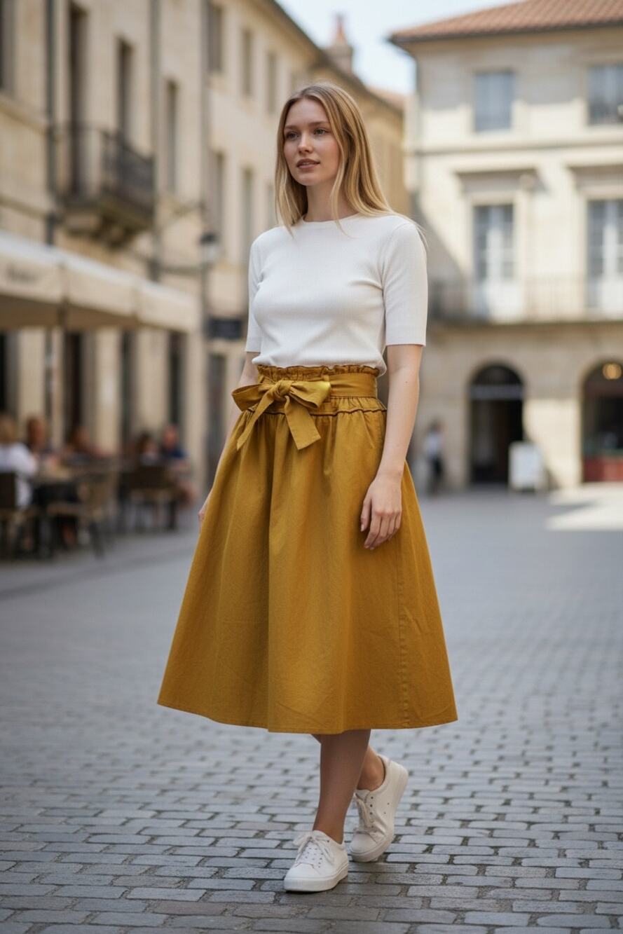 J CREW Skirt Size 2 NEW Tan w/ Tie Belt Midi Knee Length